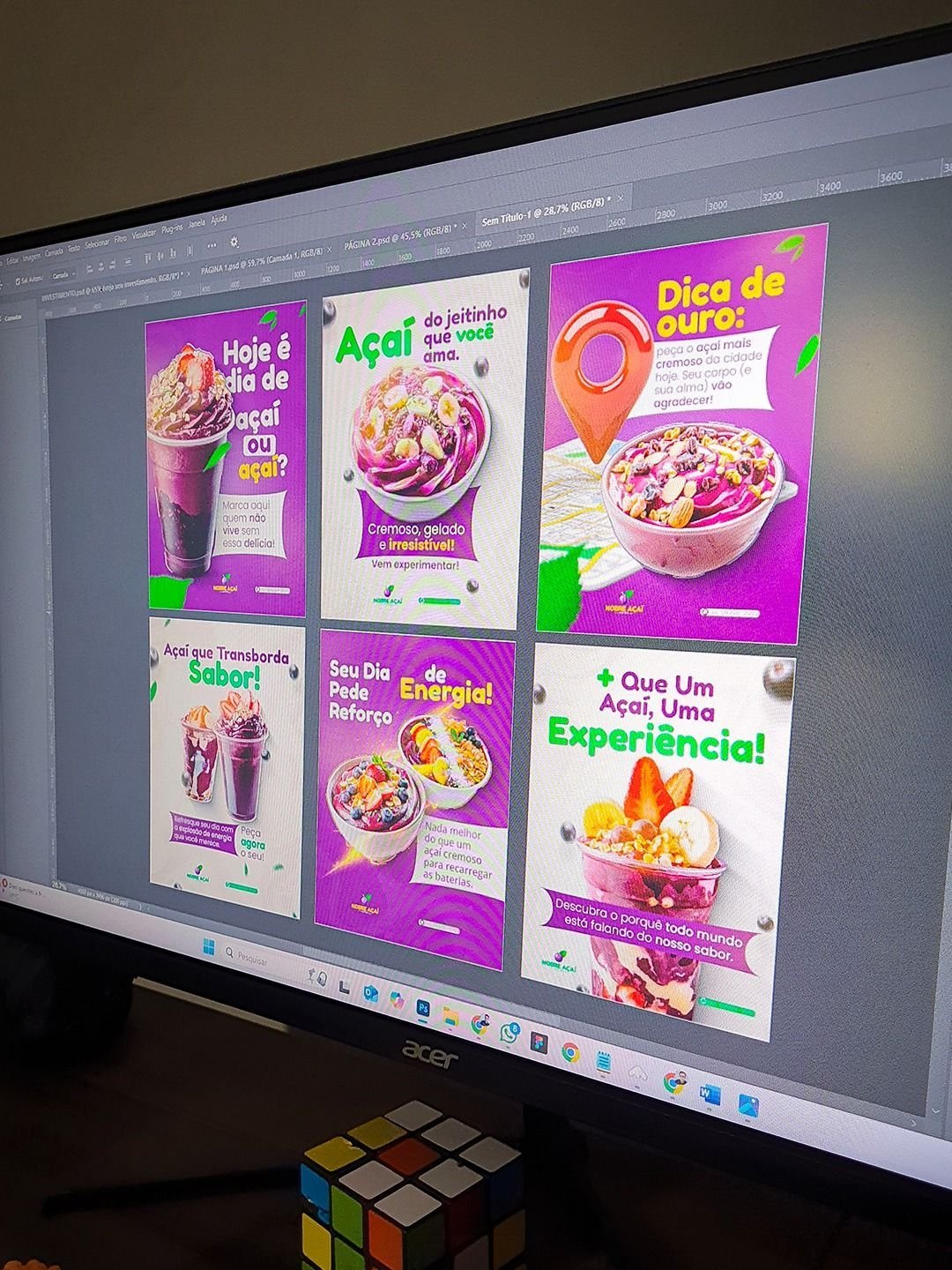 Graphic designer creating social media brand design content